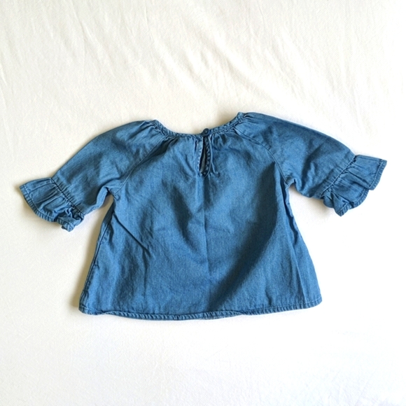 COPY - old navy bell sleeve chambray denim blouse 6-12 months baby girl - Picture 4 of 6
